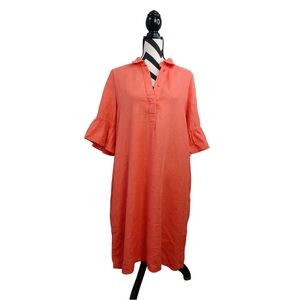 chicos orange dress Chicos Zenergy Drawstring Waist Dress Womens Size 3 16 XL Orange J7E